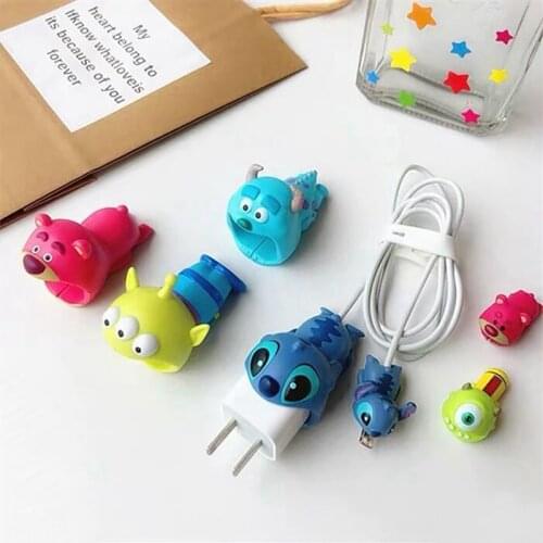 2Pcs/Set Big and Small Cute Bite Animals Cable Organizer Management Wire Charger Protector for iPhone Charging Data Line Cable