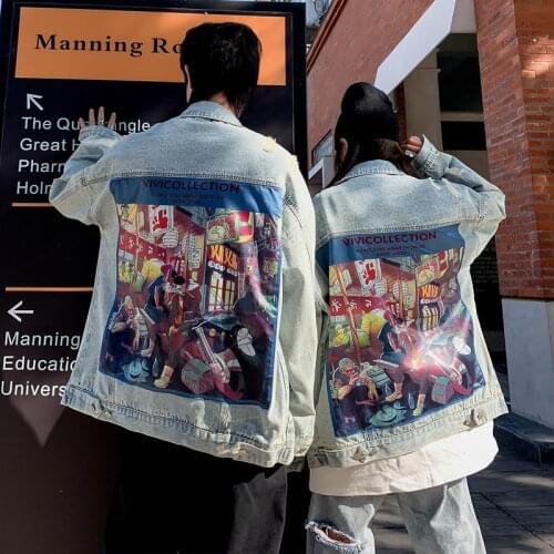 2020 jacket jeans jacket women jean jacket harajuku denim jacket Spliced