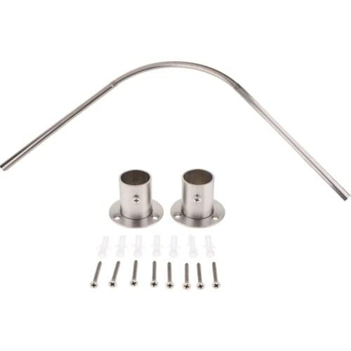 304 Steel Shower Curtain Rail Ceiling Support 140cm Corner Rail Rod Bath Tub Heavy Duty Durable