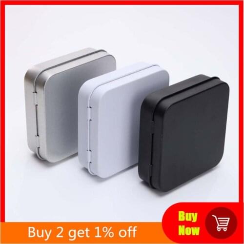 5 Pcs Mini Metal Tins Container Square Hinged Flip Storage Tin Box Small Kit Case Jewelry Coin Candy Condom Organizer Portable
