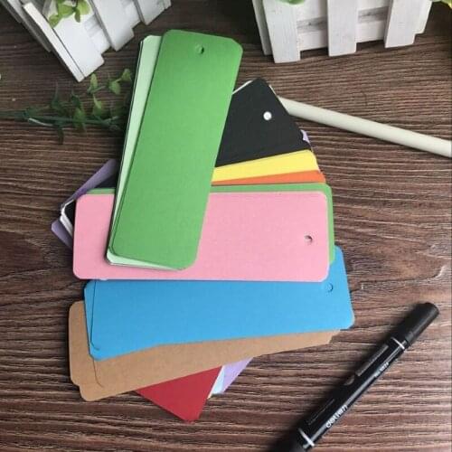 80pcs- 4.6*14.3cm Blank Bookmark card with hang hole Color DIY Message Card Greeting Cards Wedding party decorations