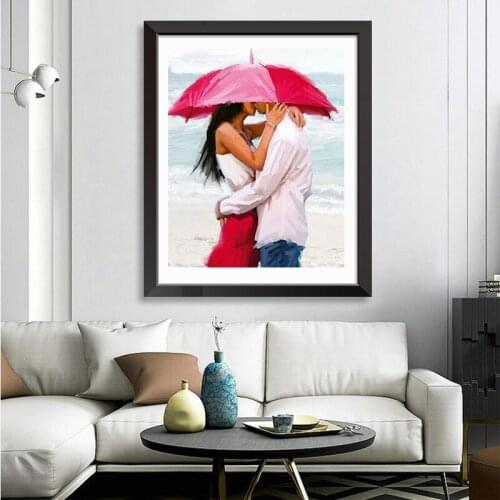 DIY 5D Diamond Painting Red Umbrella Lover Cross Stitch Square Diamond Embroidery Pattern Rhinestone Mosaic Home Decoration