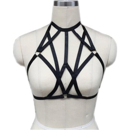 Free shipping 2017 fashion Apparel women bondage harness cage bra sexy summer lingerie Handmade bondage harness black bra