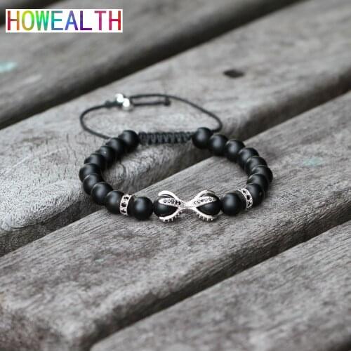 Fashion men bracelet Black matte bead CZ beads eagle claws woven bracelet rope adjustable charm men bracelet