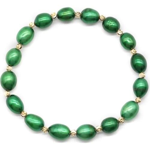 Fashion Freshwater Rice Pearl Bracelet AAAA Grade 7-8MM Rice Gold Accessory Handmade Women Jewelry Party Gift PB010