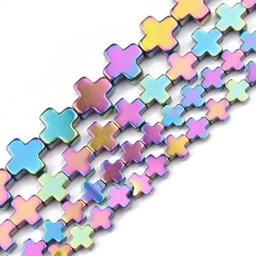 JHNBY 6/8/10mm Multicolored Cross Hematite Natural Stone Spacer Loose Beads For Jewelry Making Diy Bracelet necklace Accessories