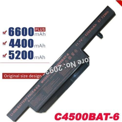 C4500BAT-6 Laptop Battery for CLEVO B4105 C4500 C5100Q W150 W240EU W25ACU W250HUQ for SAGER NP2240 NP3265 NP5125 NP6165 NP7130