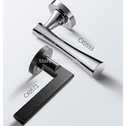 Black Zinc Alloy Door Locks with single handle Continental Bedroom Minimalist Interior Door Handle Lock Cylinder Security Locks