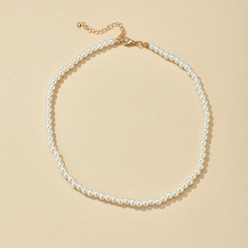 Julie Wang Man-made White Pearl Chokers Adjustable Beaded Necklace For Women Jewelry Gift Wholesale
