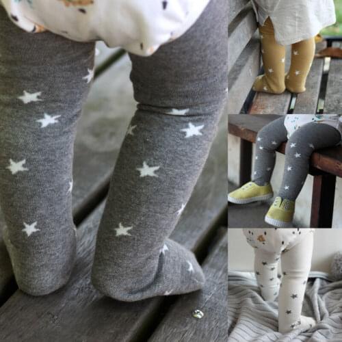 Kids Baby Girls Autumn Winter Star Print Tights Long Soft Warm Cotto Tights Stockings