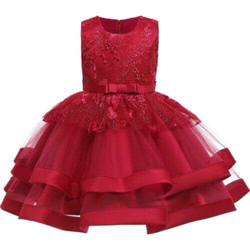 Elegant flower girl Princess Wedding Party Beaded Flower Dress Girl School Graduation holiday Prom Eucharist dress vestidos de