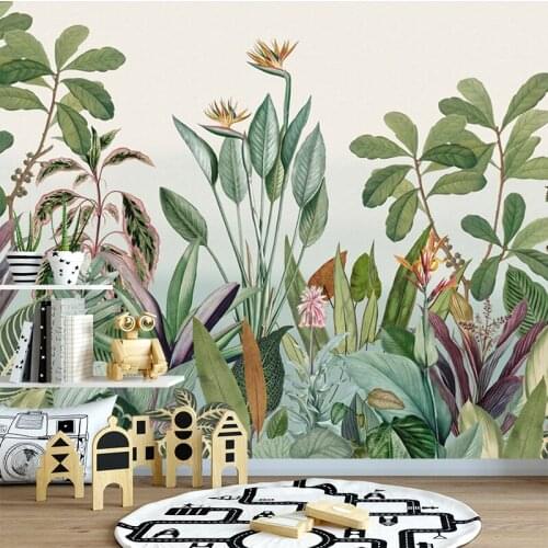 Custom Modern 3D Mural Hand Painted Tropical Plants Rainforest Palm Leaves Photo 3d Wallpaper Murals Living Room Bedroom Decor