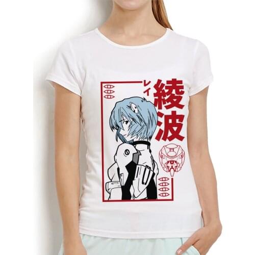 Cute Eva Rei Ayanami anime t shirt women summer new white casual femme girl kawaii streetwear tshirt short sleeve