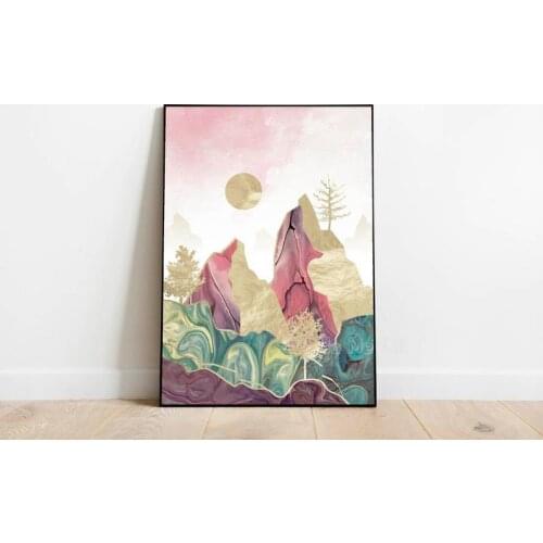 Mountain Scandinavian Print Nordic Wall Art Mid Century Modern Geometric Boho