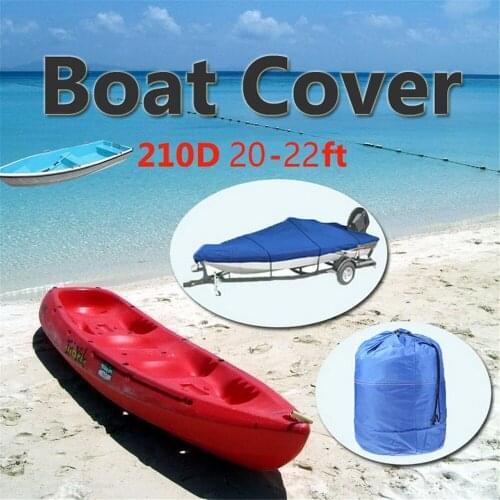 [HOT SALE] 210D Oxford V-Hull Speedboat Boat Cover 20-22ft Prevent UV Waterproof Sunproof Blue/Grey
