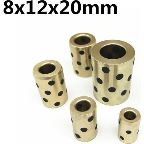 8x12x20 mm linear graphite copper set bearing copper bushing oil self-lubricating bearing JDB