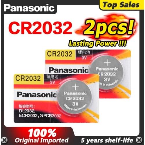 PANASONIC 2Pcs 3V Lithium Battery Button Coin Cell CR2032 ECR2032 DL2032 5004LC KL2032 Calculator Toy Medical Device Batteries