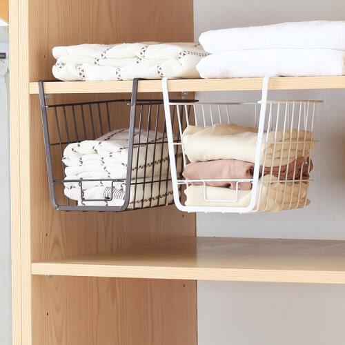 Metal Hanging Basket Closet clothes towel Basket Cabinet Kitchen Tools Organizer Cupboard spice dish Storage rack mx9241710