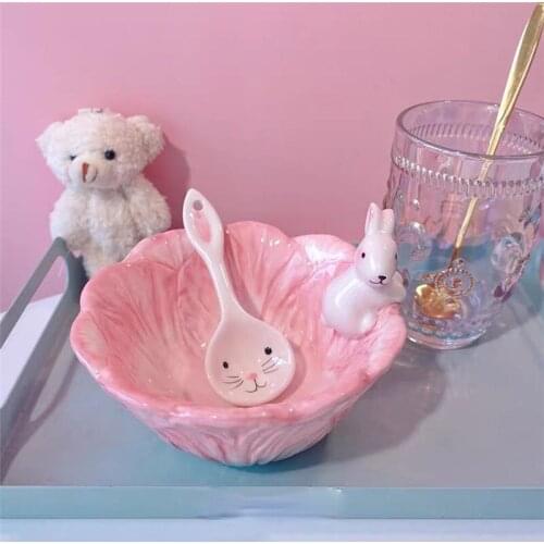 Cartoon Rabbit Salad Bowl Lovely Bubble Basin Single Ceramic Large Bowl Home Cooked Dishes Dishes Kitchen Supplies