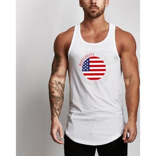 Muscleguys Gyms Wear Brand Clothing Bodybuilding and Fitness Men Tank Top Workout Vest Stringer Tanktop Mesh Undershirt