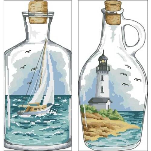 Sailing in the bottle patterns counted 11CT 14CT 18CT Cross Stitch Set DIY Cross-stitch Kits Embroidery Needlework Home Decor