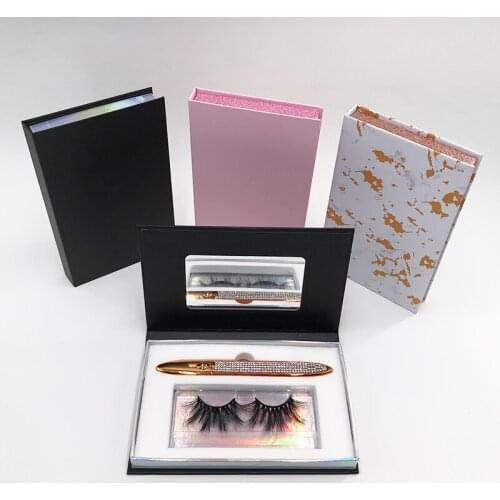 New Style Custom Package Box Magic Eyeliner Book With Lash 25mm Dramatic Lashes Liquid EyeLiner Set