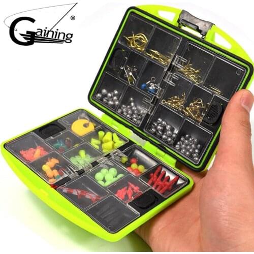 Gaining 181pcs Fishing Accessories Set Carp Catfish Freshwater Saltwater Fishing Tackle Box- Hooks, Swivels, Double Loops