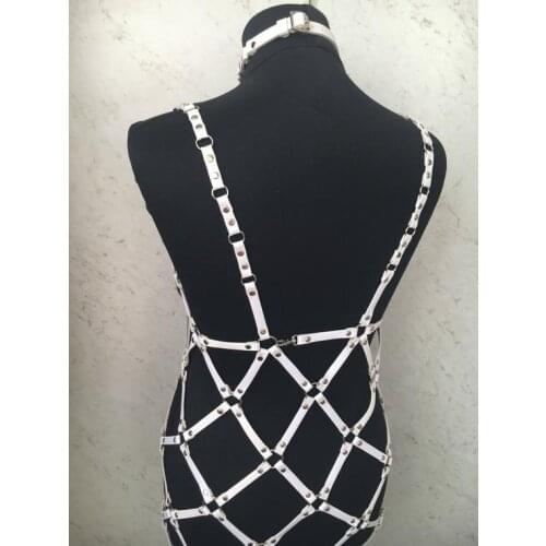 New PU Leather Skirt Belts Punk Gothic Rock Harness Waist Rivet Belt Body Bondage Hollow Belt Strap Adjustable Dresss