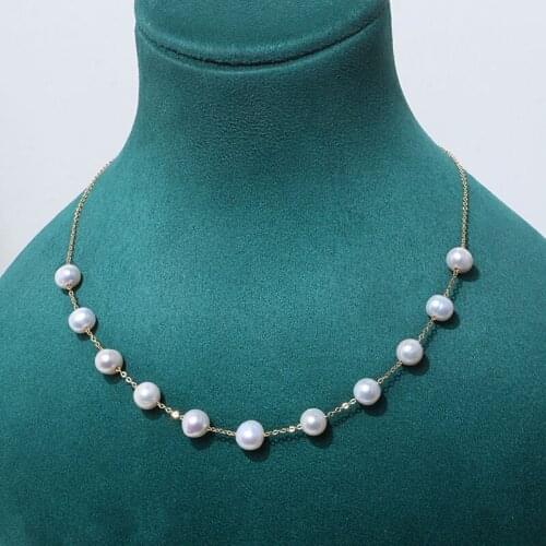 Gold Plated Real Natural Freshwater Pearl Necklace Fashion Charm Jewelry Anniversary Party Wedding Gift for Women Girls 2pcs/lot