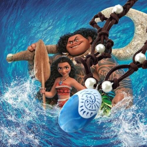Movie vaiana Moana princess Handmade Braided Leather Rope Necklace Pendant cosplay model action figure toy for kid gift