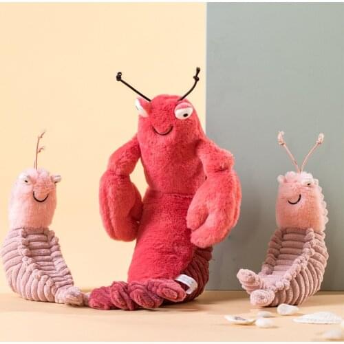 28CM Sheldon Shrimp Plush Toys Kawaii Pink Shrimp Dolls Stuffed Animal Plushes Shells Scales Toys For Kids Birthday Gifts
