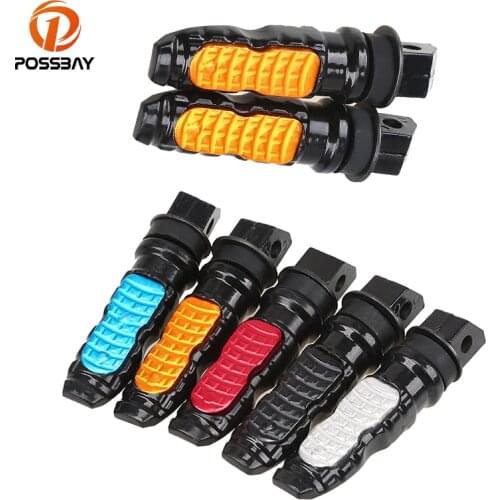 POSSBAY 8MM Aluminum Foot Rests Motorcycle footrest for Yamaha YZ 125 PW50 FZ6 Pedane Moto Rear Passenger Foot Rest Pegs