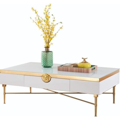 Light luxury rock tea table small apartment living room marble table rectangular simple modern table with drawer
