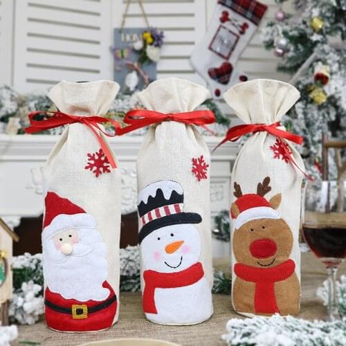 Merry Christmas Supplies Red wine bottle set Santa claus Snowman Reindeer red wine bag Household Christmas decorations navidad