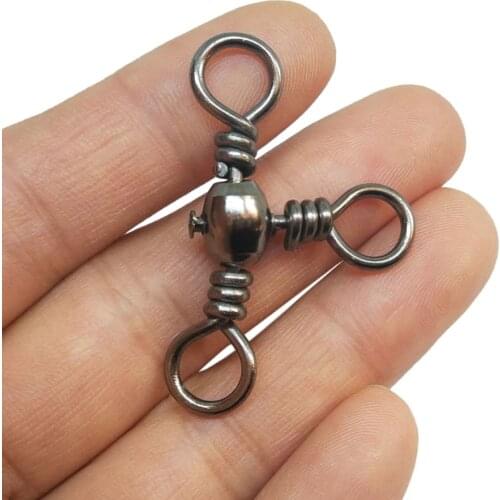 F1005 1000pcs/lot Fishing Swivels 3 Way Barrel Swivel Cross-Line Swivels Rolling Swivel Size 5/0# to 12# Emerillones Pesca