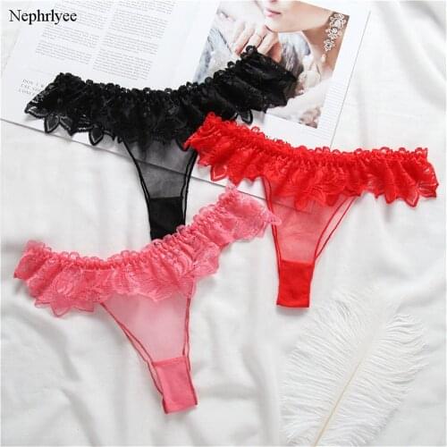 Sexy Lace G-String Panties For Women Seamless Transparent Thongs Underwear Solid Mesh Briefs For Ladies T-Back lingerie P073
