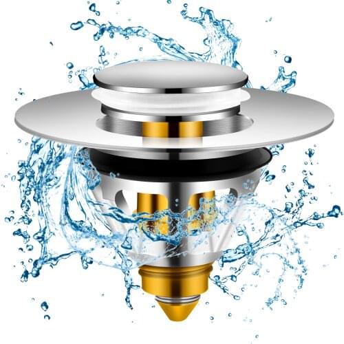 Basin Drain Bounce Core Drainage Filter Push Type Converter Stainless Steel Washbasin Drain Plug Anti-rust and Anti-crack