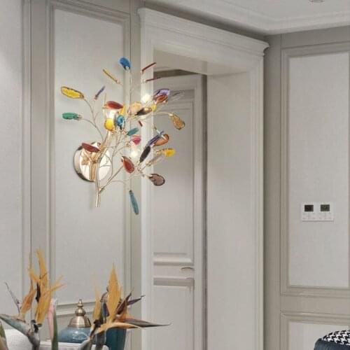 Modern Art Color Branch Agate Wall Lamp Luxury Bedroom Bedside Lamp Living Room Corridor Wall Indoor Lighting Decoration Fixture