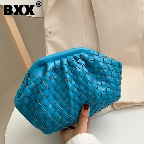 [BXX] Weave PU Leather Crossbody Bags For Women 2021 Solid Color Shoulder Bag Female Handbags and Purses Lady Travel Bag HN651