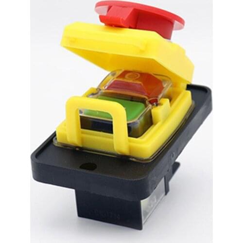 KJD12 250V 16A Waterproof Emergency Electromagnetic Pushbutton Switch KEDU 4 Pins Push Button Switch for Bench Drill Grinder