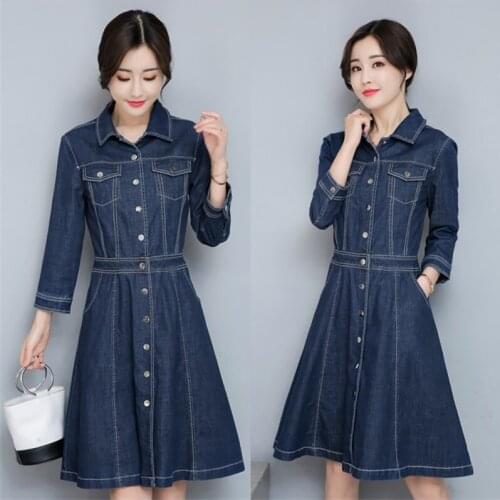 High quality autumn Sexy denim dress clothing plus size women Jeans dress elegant spring slim cowboy casual Dresses vestidos