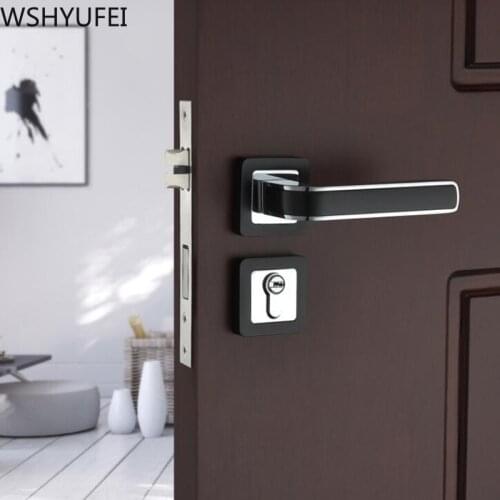 WSHYUFEI Black zinc alloy Door Lock room door knobs Home interior mute Anti-theft bedroom Door locks Hardware Accessories
