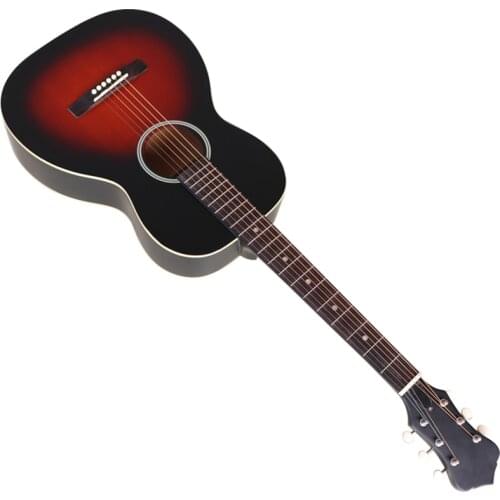 Stock round back acoustic-electric guitar 38 inch basswood top 6 string cutaway design with EQ folk guitar with small flaws