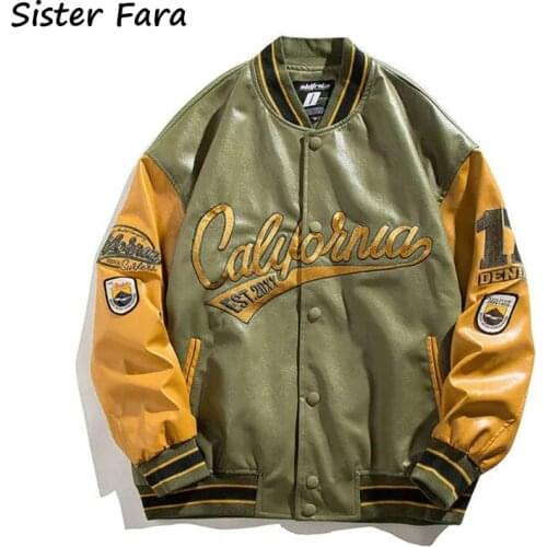 Sister Fara 2021 Autumn Winter Embroidery PU Leather Jacket Women Single Breasted Casual Jackets Coat Female PU Leather Jacket