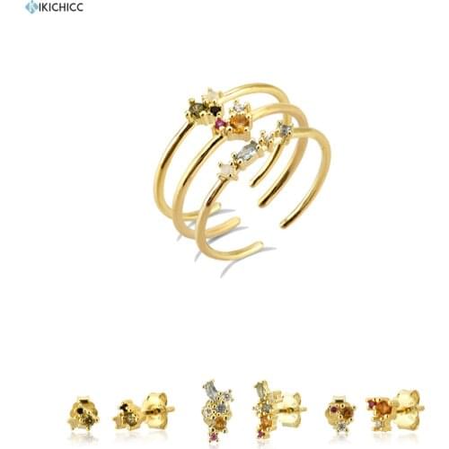 Kikichicc 925 Sterling Silver Three Zircon Slim Colorful Resizable Rings For 2020 Fashion Women Party Luxury Jewelry European