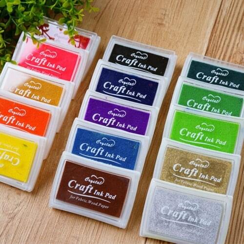 1pc Crystal Craft Ink Pad Oil Based Fingerprint DIY Plastic Ink Pad Gradient Colors Stamp Ink Pad for Fabric Scrapbook 20 Colors