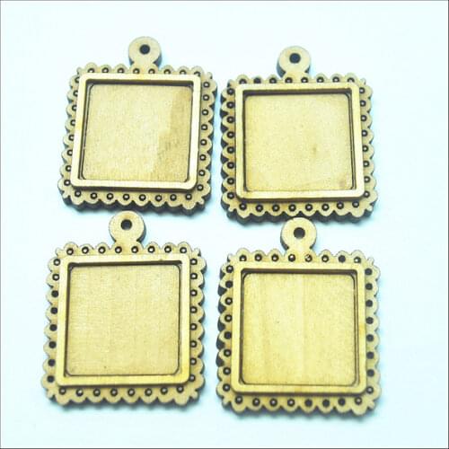 10pcs nature wooden cabochons wooden beads wooden pendants for diy jewelry making accessories square shape 20x20mm wooden cabs