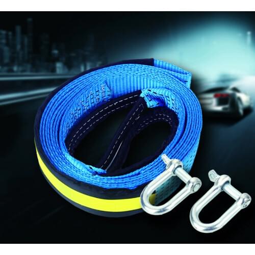 5M 8 Tons Towing Rope Strape Cable With U Hooks Shackle High Strength Nylon With Reflective Light Car Truck Trailer Universal