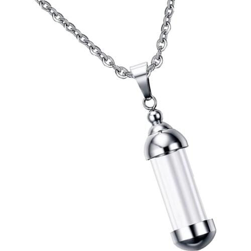 5 Pieces Steel Glass Container Tube Urn Keepsake Cremation Pendant