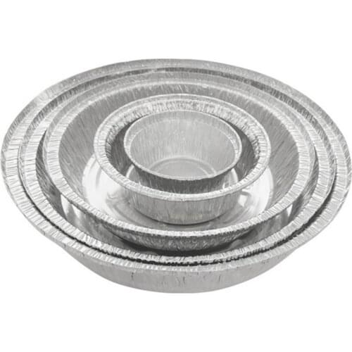 50PCS Disposable BBQ Drip Round Aluminum Foil BBQ Food Tray Baking Pan With Lids Outdoor For Indirect Cook Non-stick Bake Pan